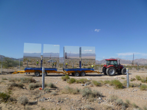 Heliostats being transported in Ivanpah CSP plant Heliostats being transported in Ivanpah CSP plant